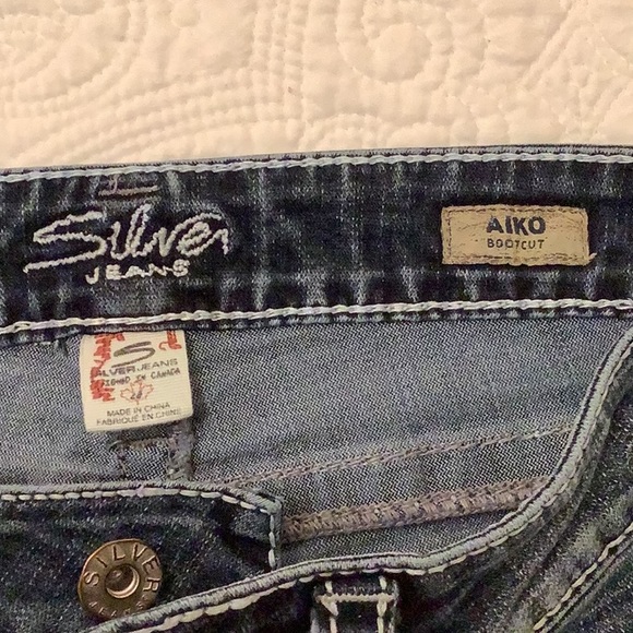 Silver Aiko Lo Rise Bootcut Jeans, 28W 31L - Picture 3 of 15